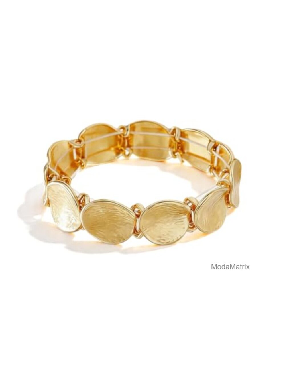 Vintage Style Stretchy Coin Design Bracelet for Women, Metallic Tone,